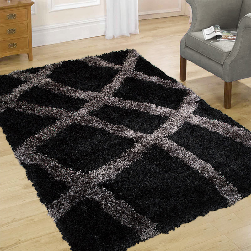 AllStar Rugs Geometric Tufted Black Area Rug Wayfair